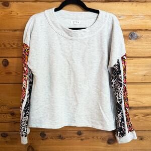 THML French Terry Drop Shoulder Printed Long Sleeve Pullover Size Medium